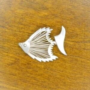 Vtg Sterling Silver Angel Fish Brooch Pin Mexico